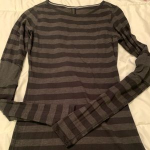 Lululemon striped grey and black tee, size 2.  Long sleeves, almost tunic length